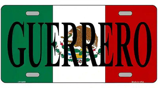 Guerrero on Mexico Flag Metal Novelty License Plate