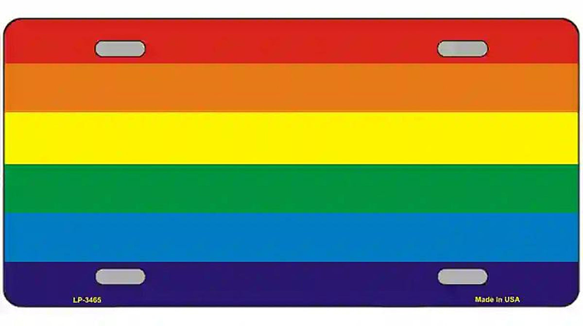 Rainbow Flag Metal Novelty License Plate
