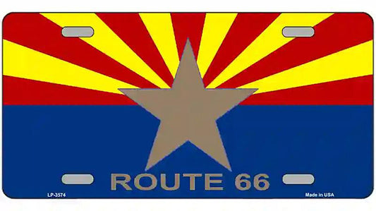 Route 66 Arizona Flag Metal License Plate