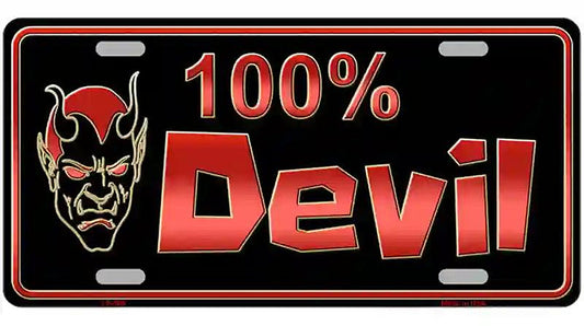 100% Devil Metal Novelty License Plate