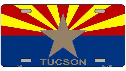 Tucson Arizona State Flag Metal Novelty License Plate