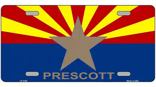 Prescott Arizona State Flag Metal Novelty License Plate