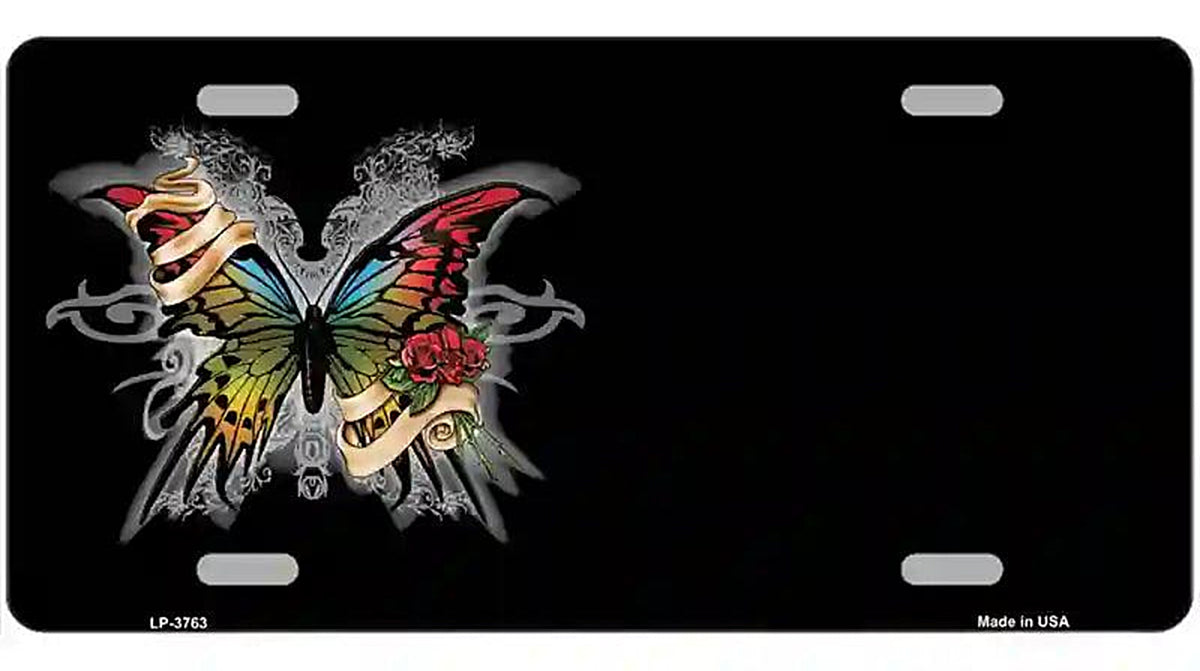 Butterfly Offset Metal Novelty License Plate