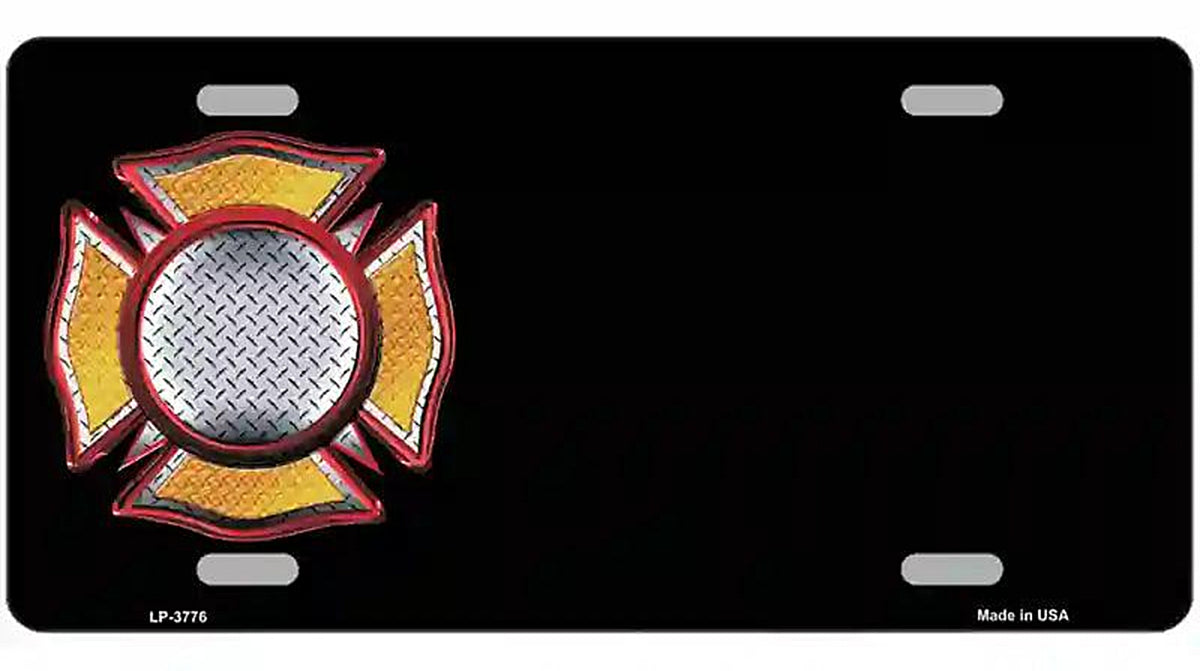 Fire Maltese Cross Offset Metal Novelty License Plate