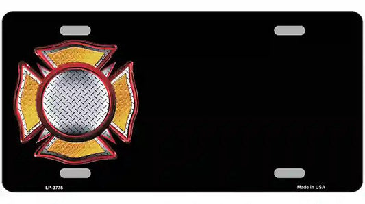 Fire Maltese Cross Offset Metal Novelty License Plate