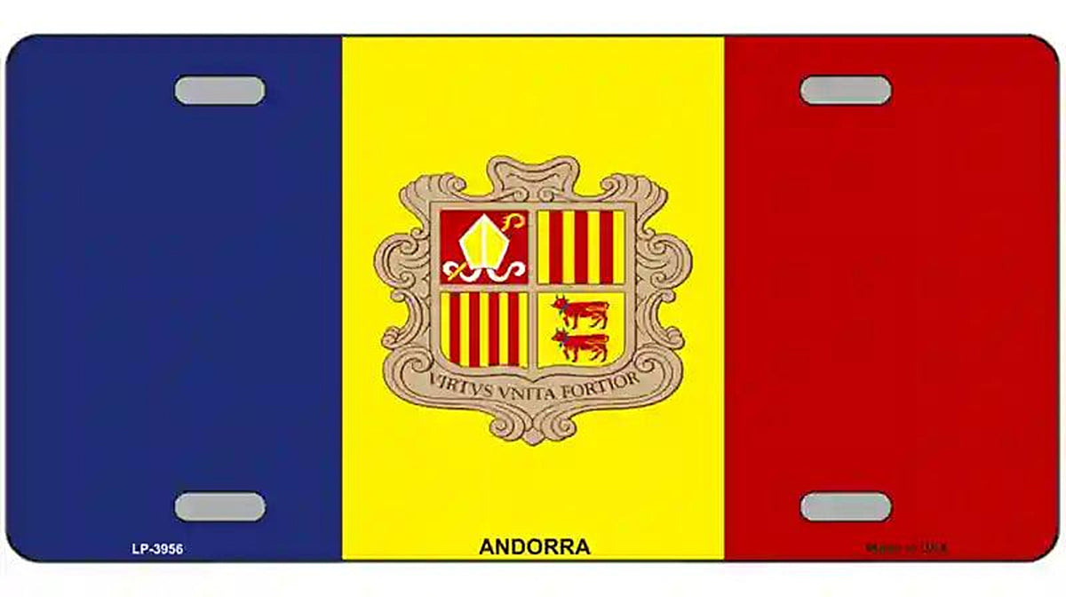 Andorra Flag Metal Novelty License Plate