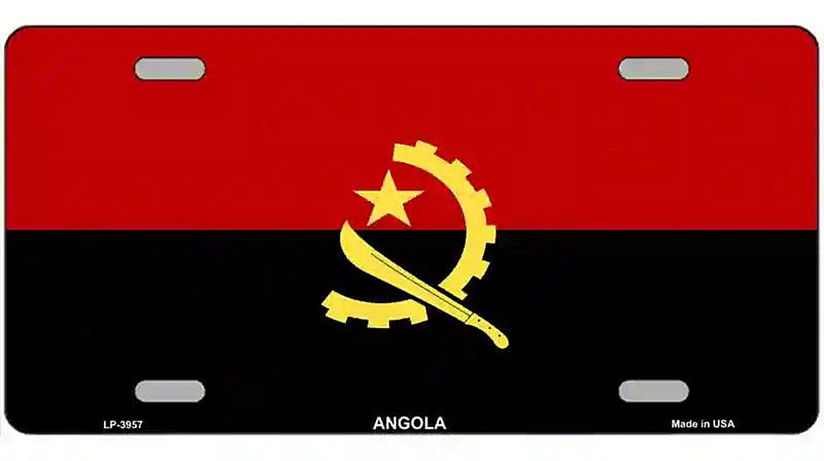 Angola Flag Metal Novelty License Plate