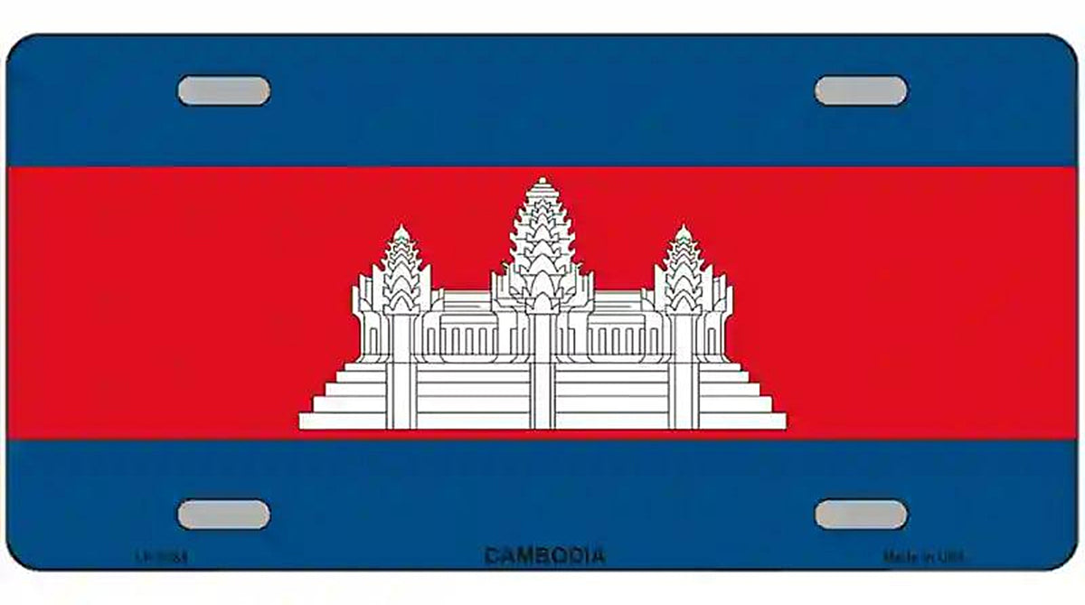 Cambodia Flag Metal Novelty License Plate