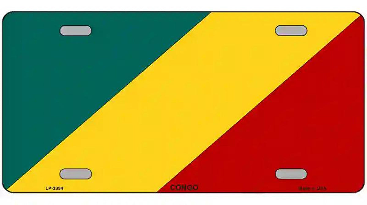 Congo Flag Metal Novelty License Plate