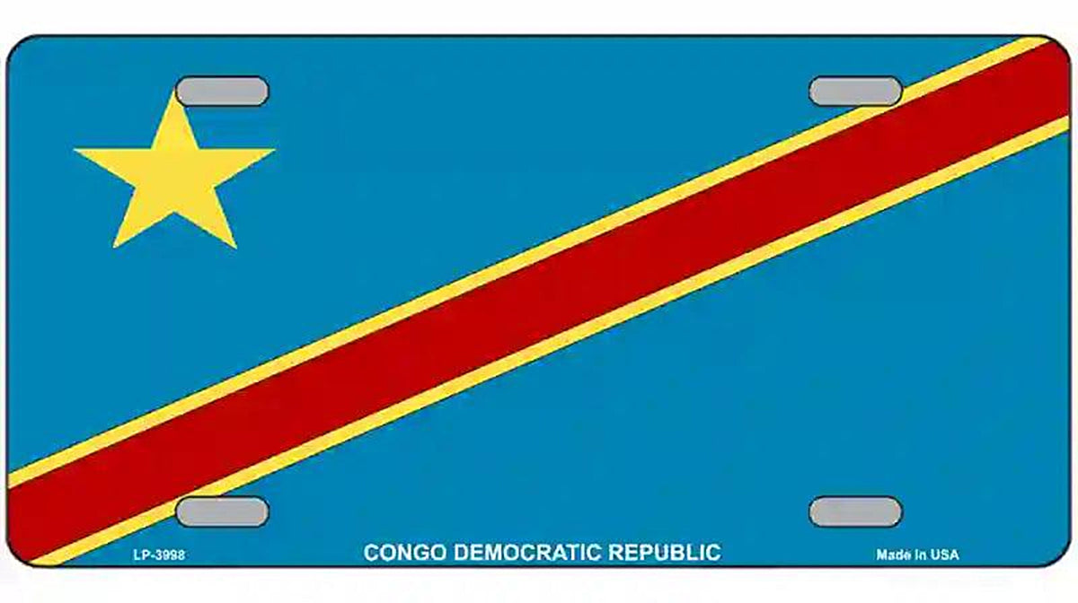 Congo Democratic Republic Flag Metal Novelty License Plate