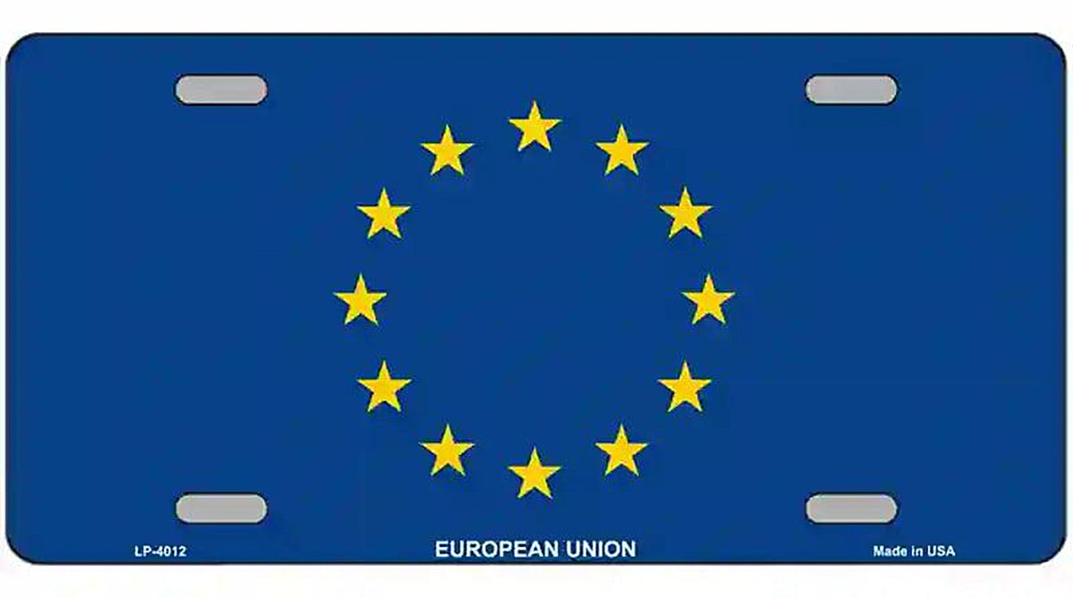 European Union Flag Metal Novelty License Plate