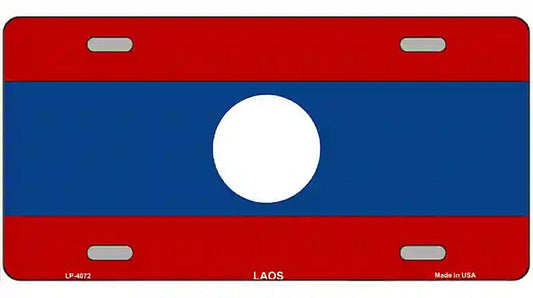 Laos Flag Metal Novelty License Plate