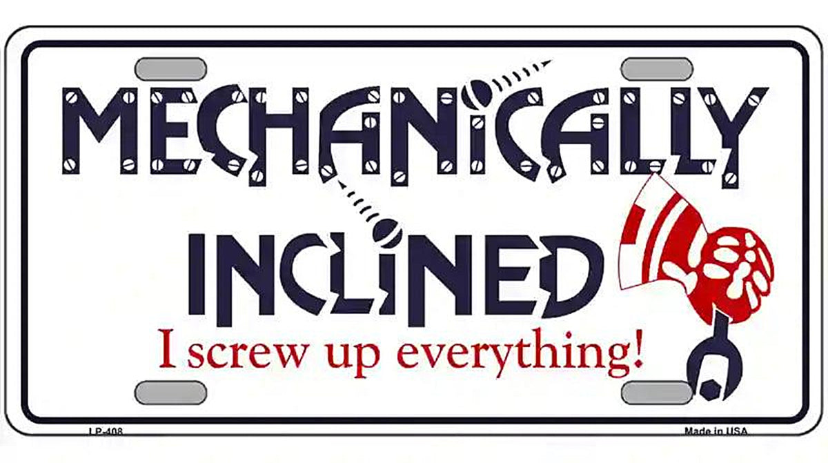 Mechanically Inclined Novelty Metal License Plate