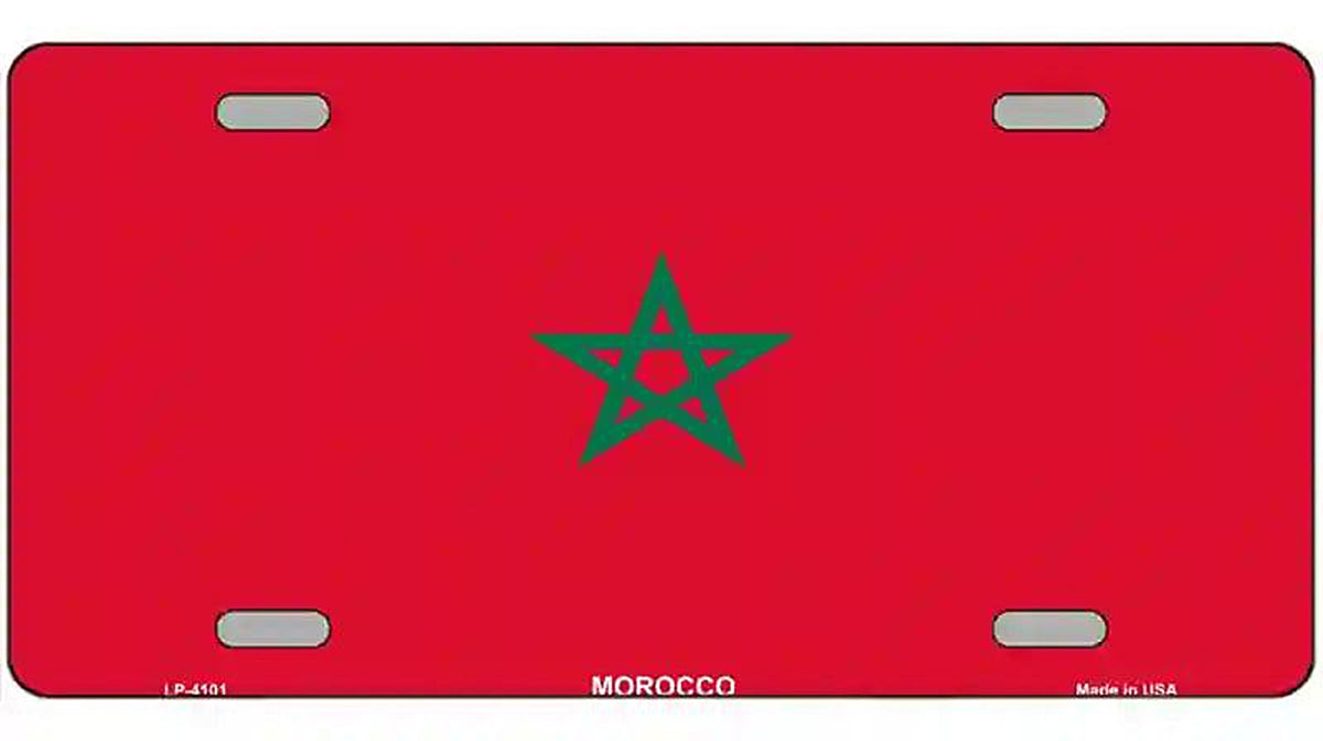 Morocco Flag Metal Novelty License Plate