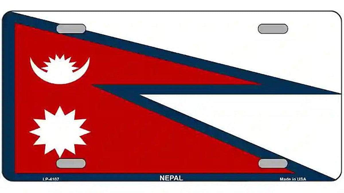 Nepal Flag Metal Novelty License Plate