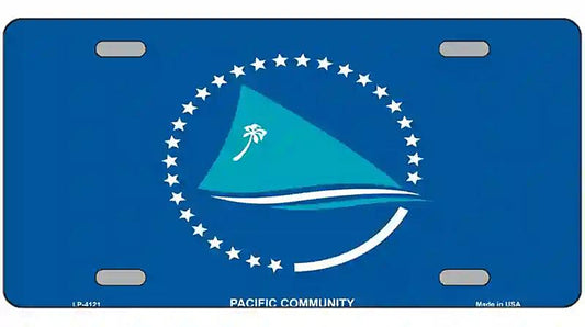 Pacific Community Flag Metal Novelty License Plate