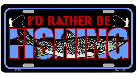 Rather Be Fishing Metal Novelty License Plate