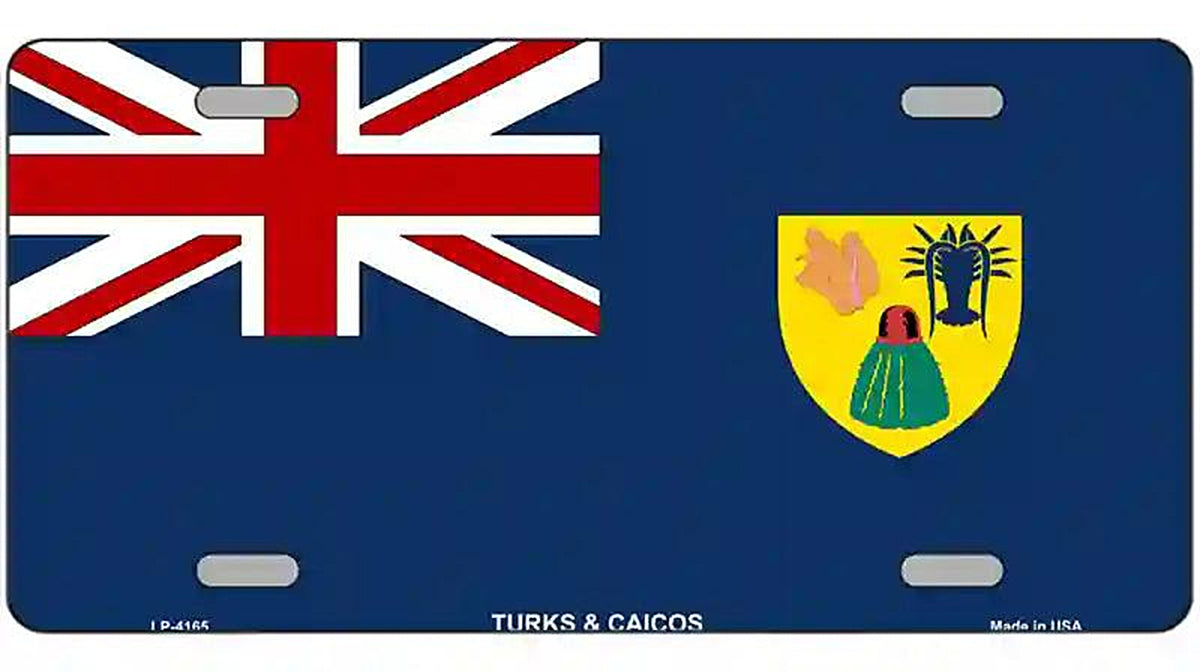 Turks And Caicos Flag Metal Novelty License Plate