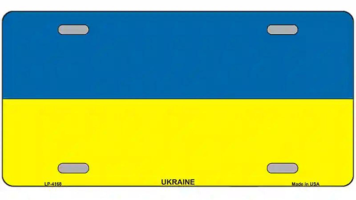 Ukraine Flag Metal Novelty License Plate