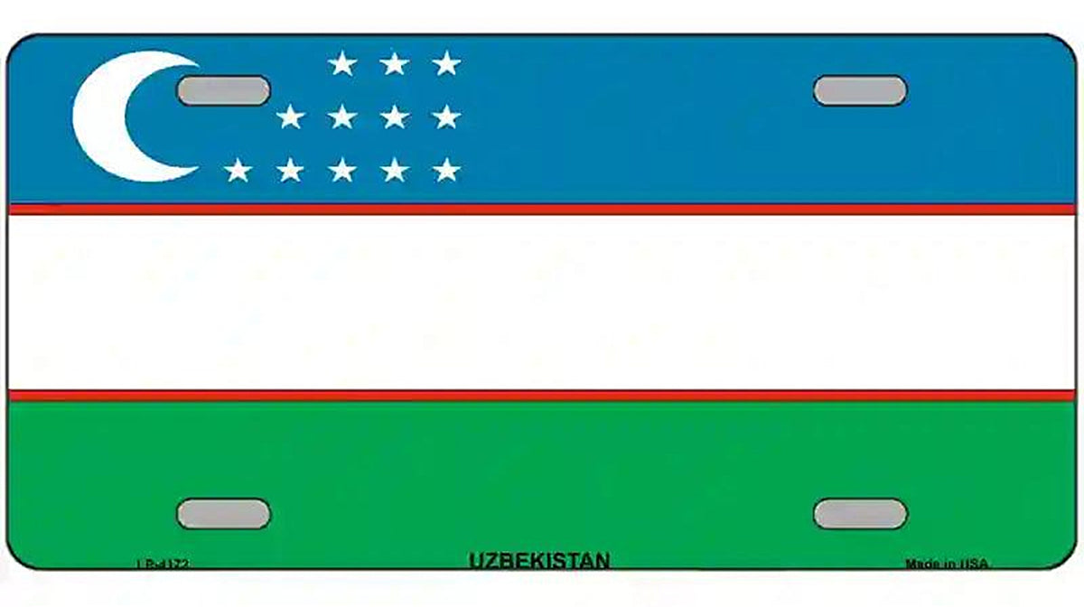 Uzbe Kistan Flag Metal Novelty License Plate