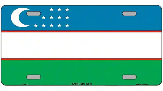 Uzbe Kistan Flag Metal Novelty License Plate