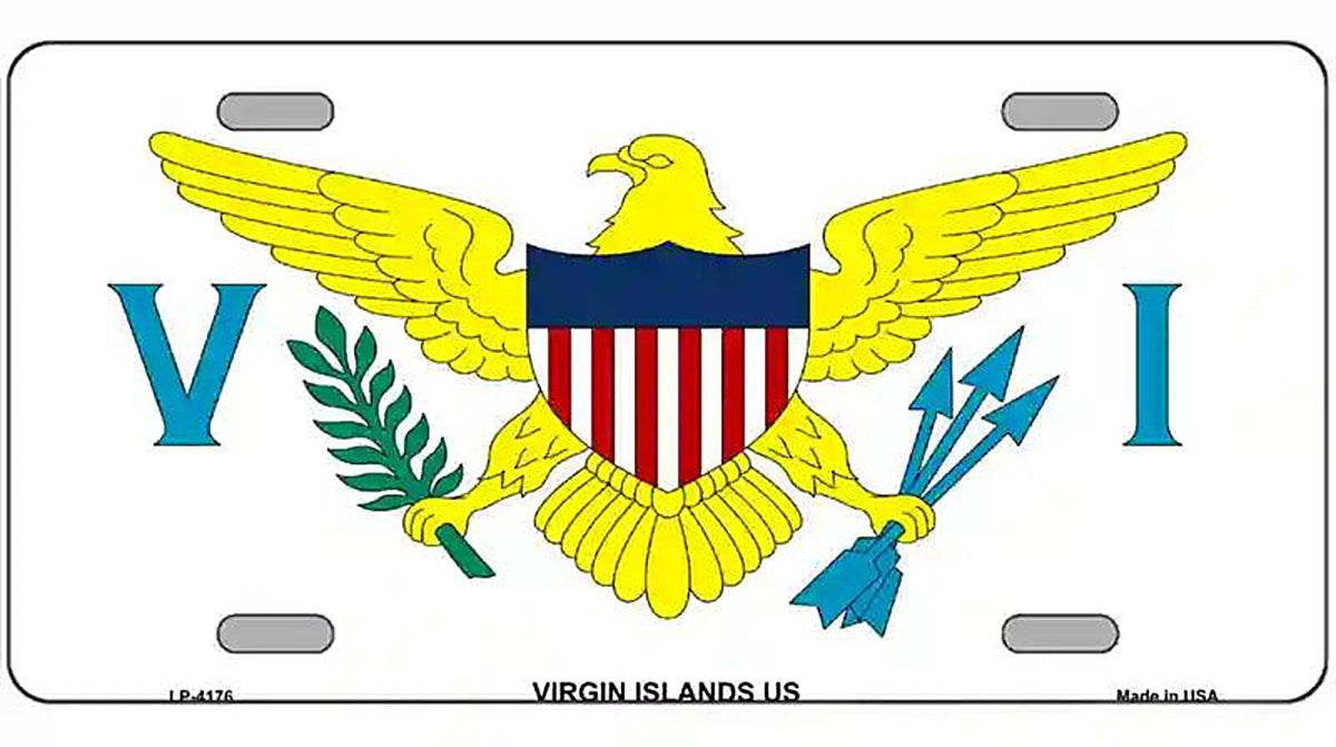 Virgin Islands US Flag Metal Novelty License Plate