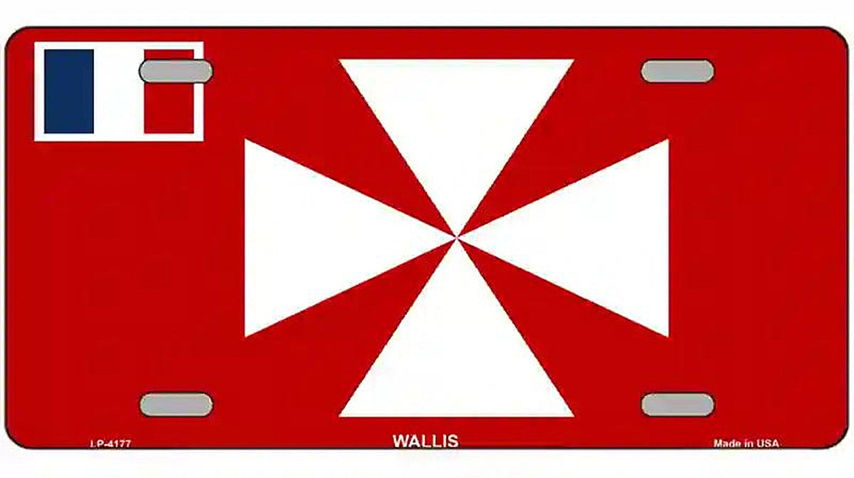 Wallis Flag Metal Novelty License Plate