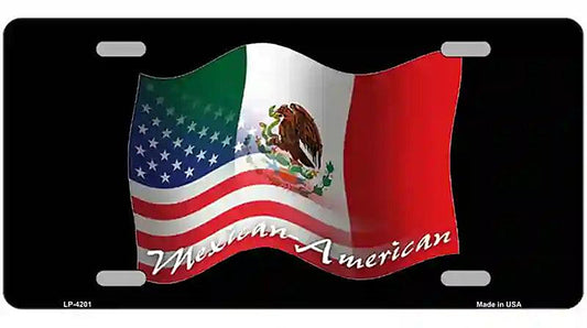 Mexican American Flag Metal Novelty License Plate