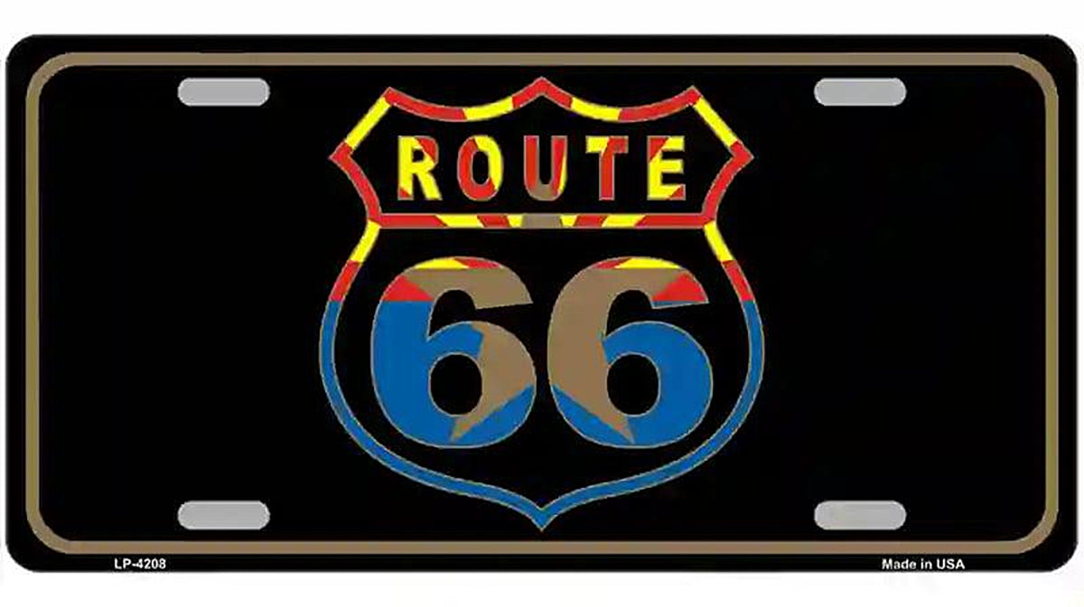 Route 66 Logo Arizona Flag Metal Novelty License Plate