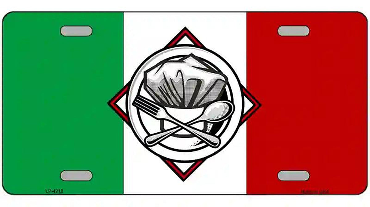 Italy Flag Culinary Logo Metal Novelty License Plate