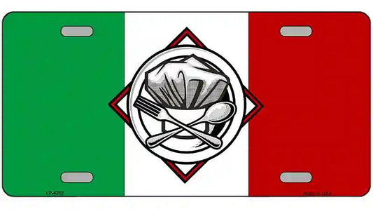 Italy Flag Culinary Logo Metal Novelty License Plate