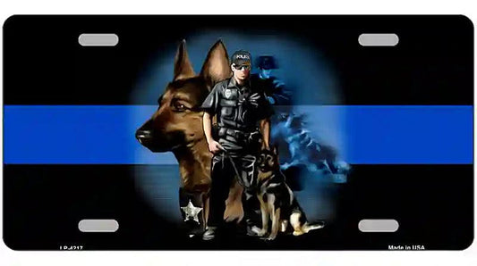 Thin Blue Line Police K-9 Metal Novelty License Plate