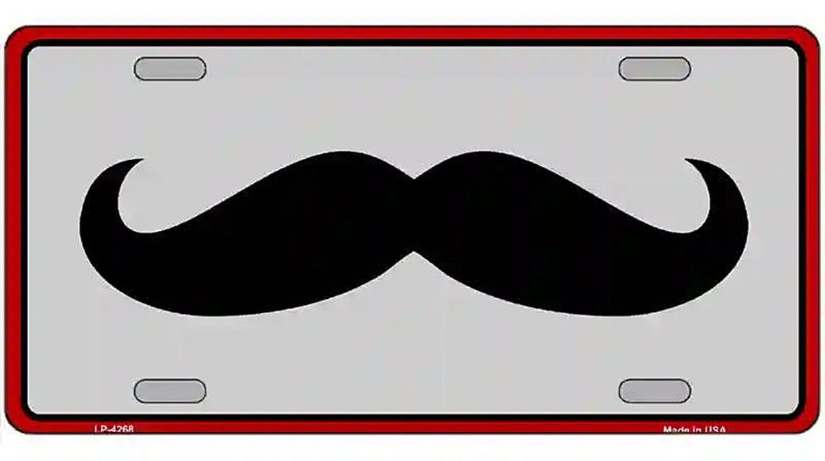 Mustache Novelty Metal Novelty License Plate