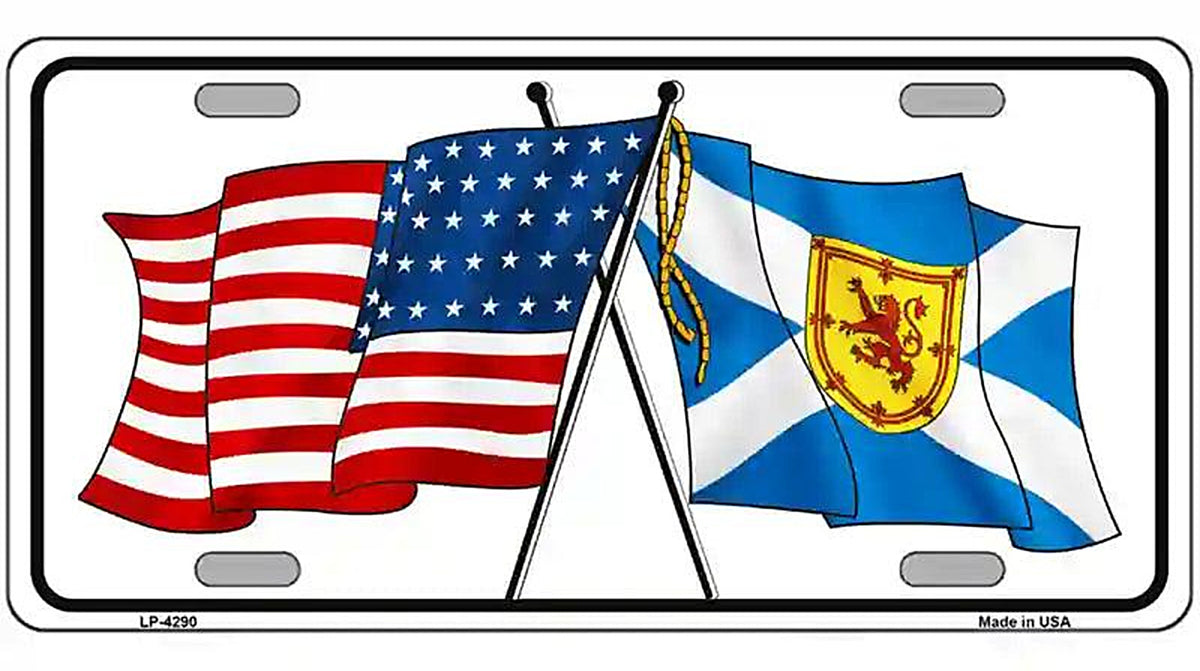 United States Scotland Crossed Flags Metal Novelty License Plate Sign