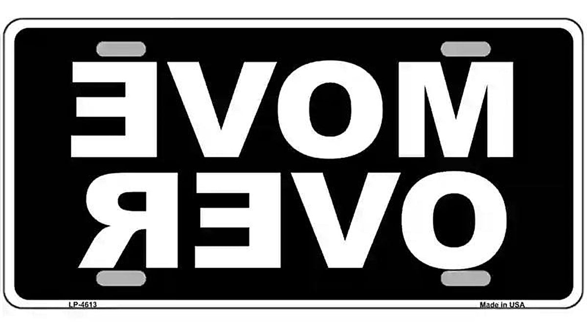 Move Over Black Metal Novelty License Plate