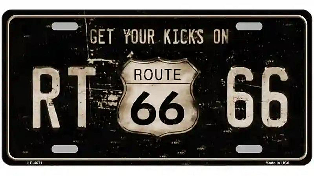 Route 66 Get Your Kicks Metal Novelty License Plate