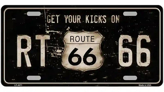 Route 66 Get Your Kicks Metal Novelty License Plate