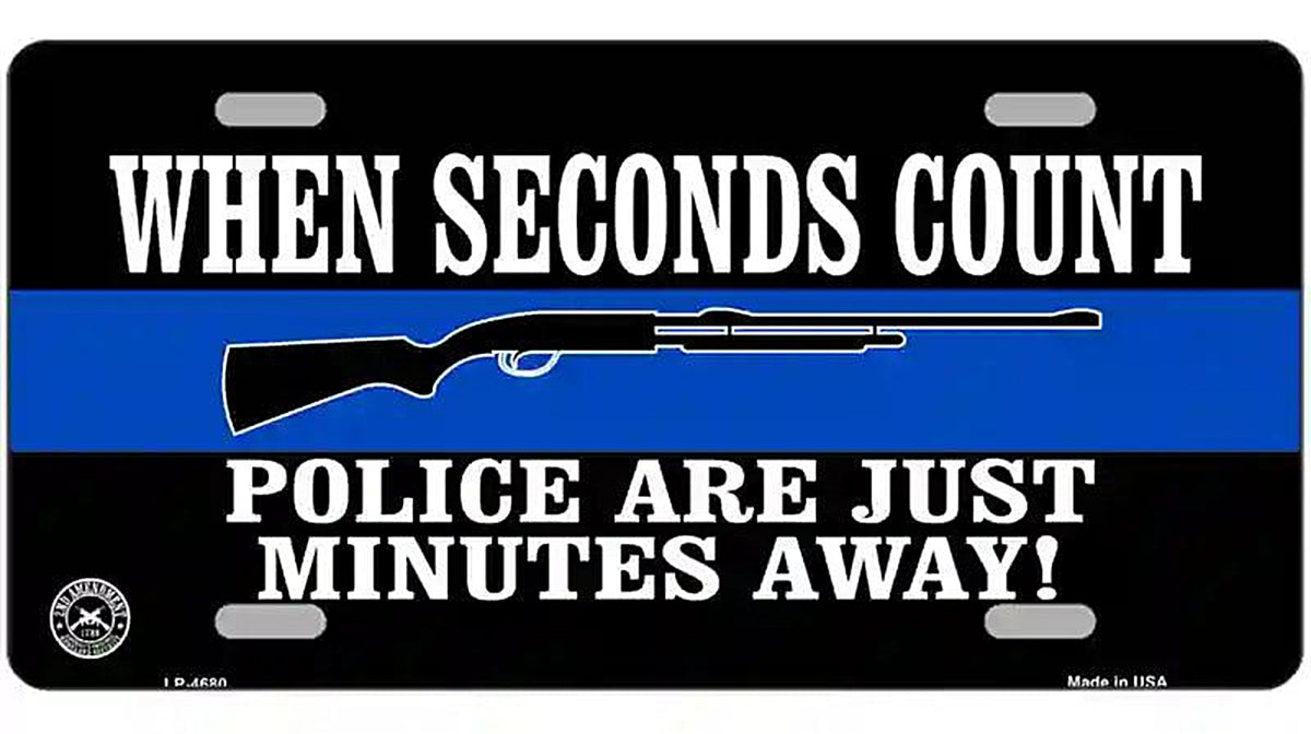 Police Are Just Minutes Away Metal Novelty License Plate
