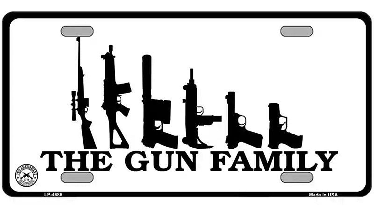 The Gun Family Metal Novelty License Plate