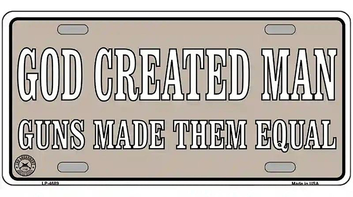 Guns Made Them Equal Metal Novelty License Plate