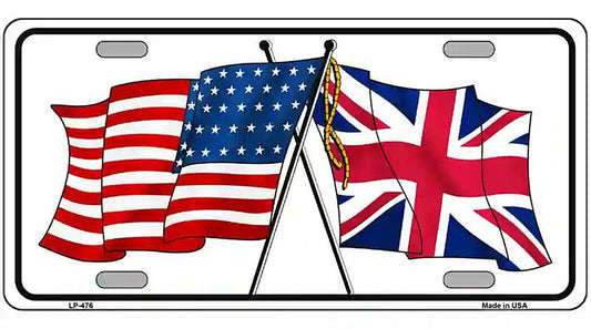 United States Britain Crossed Flags Novelty License Plate