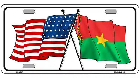 United States Burkina Faso Crossed Flags Metal Novelty License Plate Sign