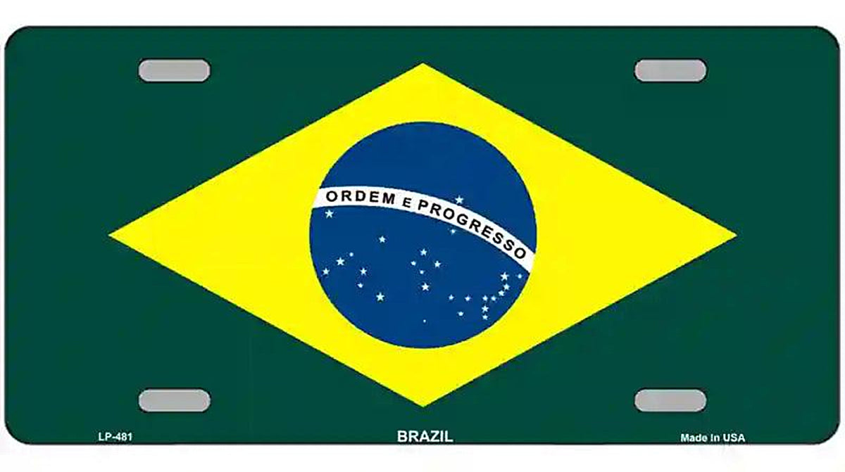 Brazil Flag Metal Novelty License Plate