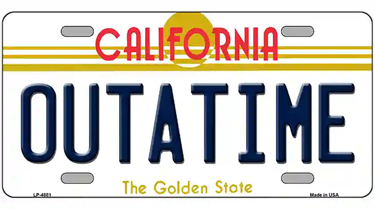 California Outtatime Novelty Metal License Plate