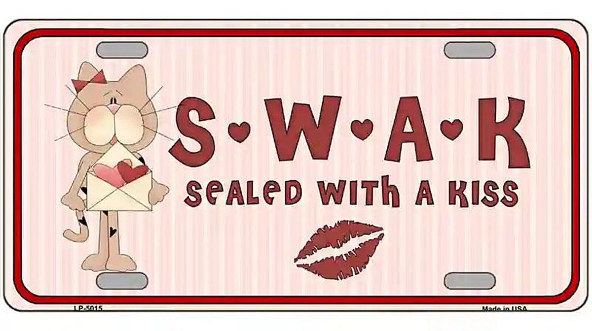 Sealed With A Kiss Kitty Metal Novelty License Plate