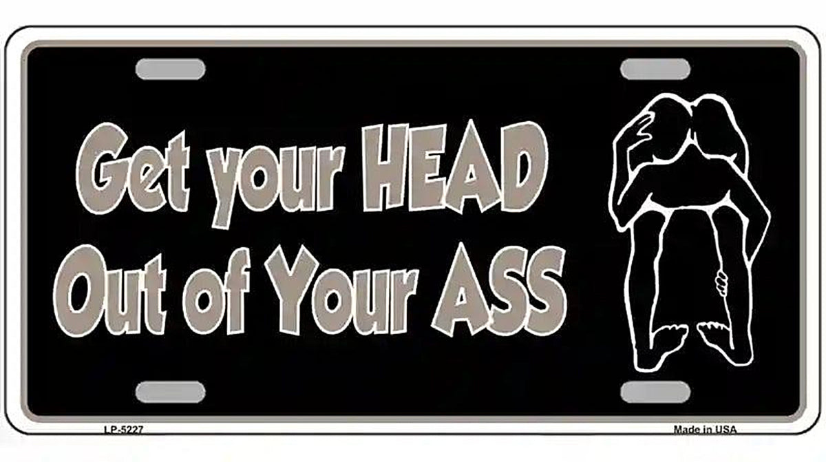 Head Out of Your Ass Novelty Metal License Plate