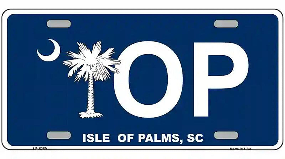 IOP Isle of Palms Blue Metal Novelty License Plate