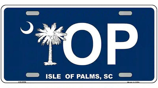 IOP Isle of Palms Blue Metal Novelty License Plate