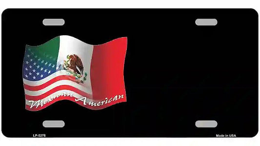 Mexican American Flag Offset Metal Novelty License Plate