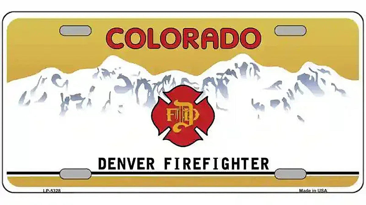 Denver Fire Fighter Metal Novelty License Plate